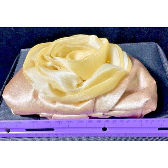 Women Rose Evening Cross-body Handbag Metal Top-handle Chain Strap 6" x9" - Picture 8 of 9